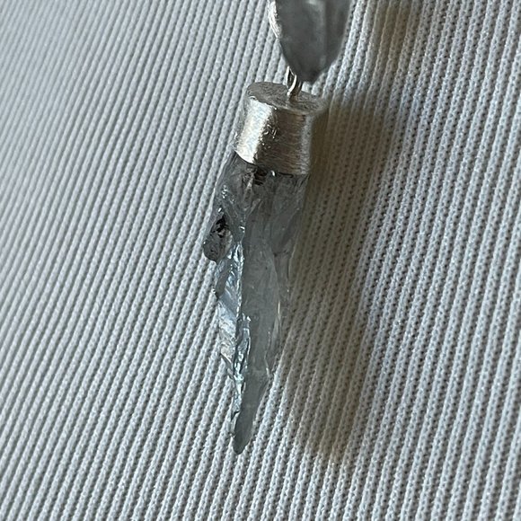 Silver and Smoke Crystal Necklace | 925 Brushed Silver | Chain Included | NWT - Picture 2 of 3